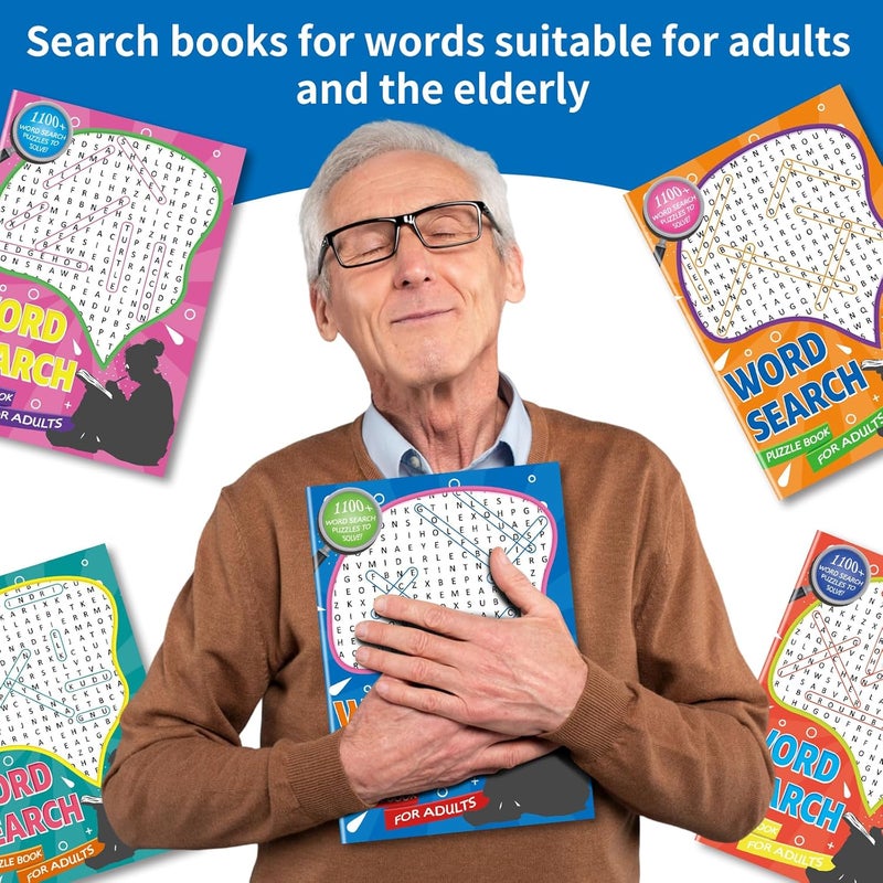 Large Print 6000+ Words Word Search Puzzle Books, Set of 6 Full Size, Brain Games, Activity Book for Adults, Teens and Seniors - Image 4